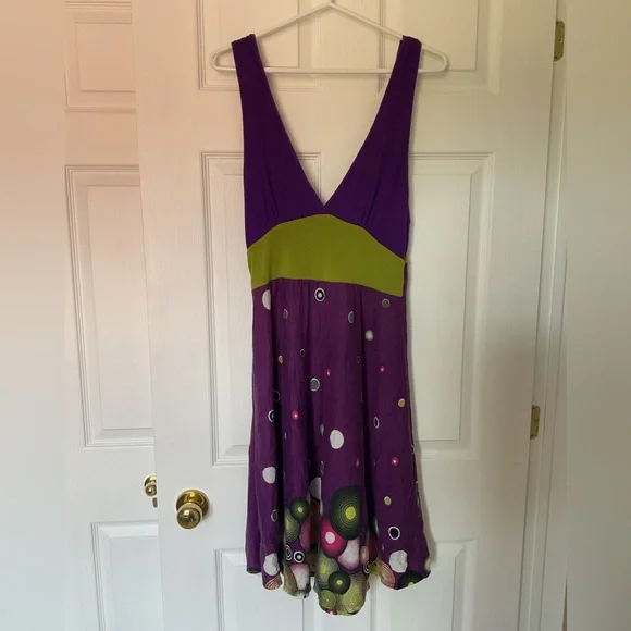Whimsical Purple and Green Summer Dress - Picture 4 of 9